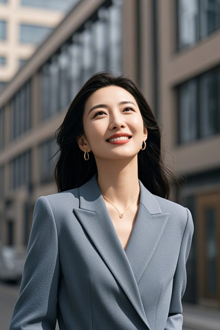 ������ɫ��װ��Ů���ڽ�����ǰ΢Ц����ͼƬ