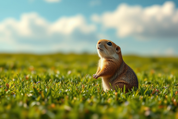 草丛中站着一只小啮齿动物抬头望去高清图片 草丛中站着一只小啮齿动物抬头望去高清图片
