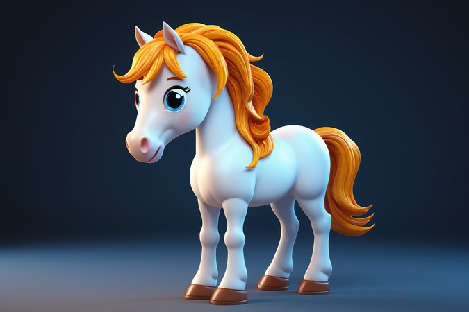 房间里站着一匹白马鬃毛呈橙色高清图片 房间里站着一匹白马鬃毛呈橙色高清图片