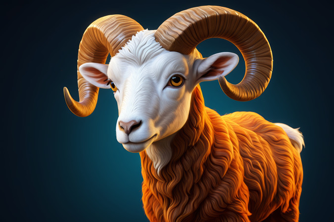 黑暗背景前矗立着一只长着大角的山羊图片 黑暗背景前矗立着一只长着大角的山羊图片