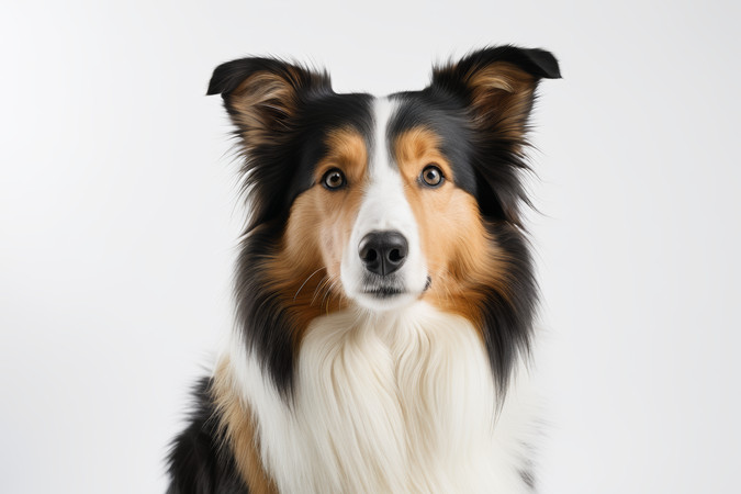 长发和白领的狗看着镜头高清图片 长发和白领的狗看着镜头高清图片