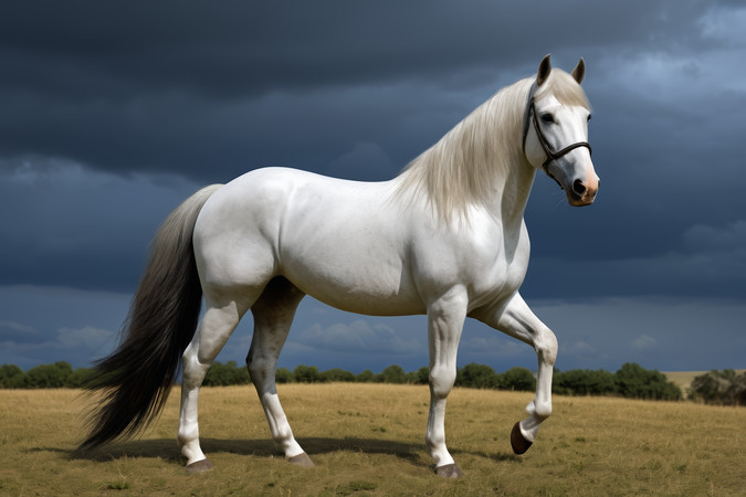 一匹白马在草丛中行走高清图片 一匹白马在草丛中行走高清图片