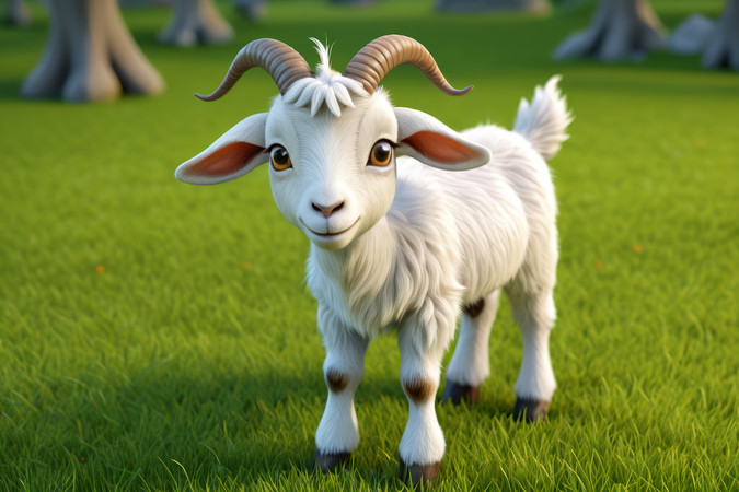 草丛中矗立着一只山羊高清图片 草丛中矗立着一只山羊高清图片