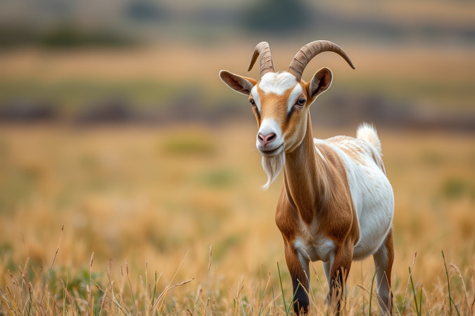 草丛中矗立着一只山羊高清图片 草丛中矗立着一只山羊高清图片