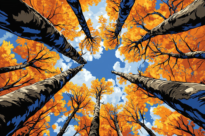 秋日的白桦林插画 秋日的白桦林插画