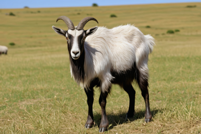 草丛中矗立着一只山羊高清图片 草丛中矗立着一只山羊高清图片