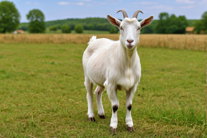 草丛中矗立着一只山羊高清图片 草丛中矗立着一只山羊高清图片