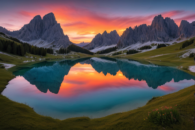 ɽ������ʱ�ֵ�ӳ�ں��и���羰���ͼƬ PNG