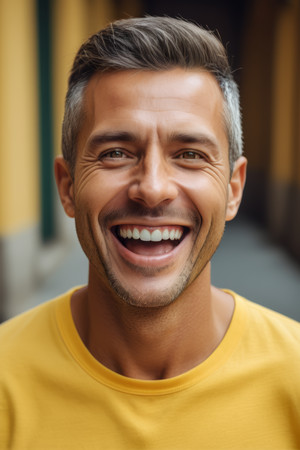 微笑的男人白发黄衫穿着黄衫高清图片 微笑的男人白发黄衫穿着黄衫高清图片