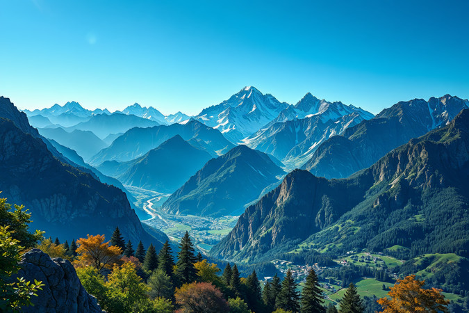 ɽ���м�һ��ɽ������һ��ɽ�ȷ羰���ͼƬ PNG