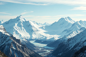 ɽ����ѩ�м�һ���Ӹ���羰���ͼƬ