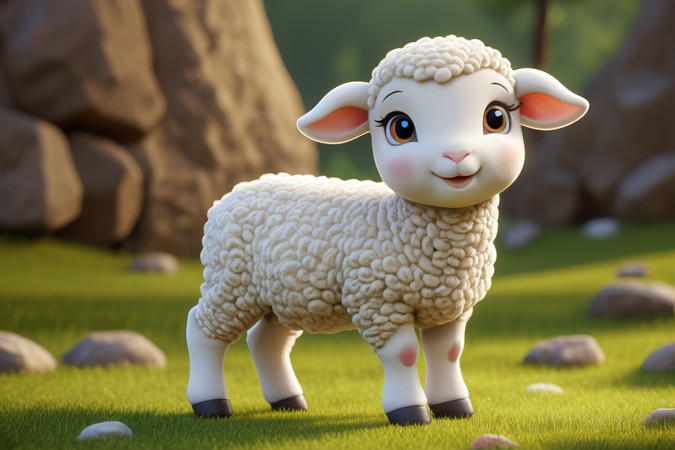 一只小白羊站在草地上高清图片 一只小白羊站在草地上高清图片