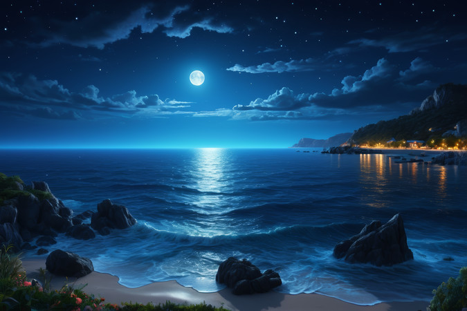 ��̲��ҹ�������º�ˮ�����羰���ͼƬ PNG