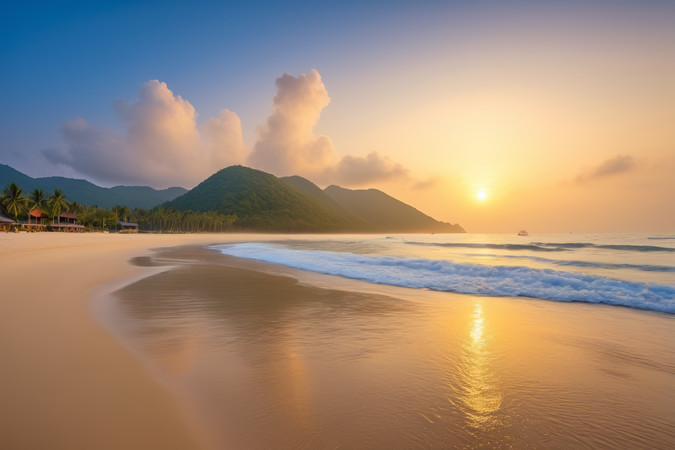 ����ʱ�ĺ�̲��һ��ɽ����羰���ͼƬ