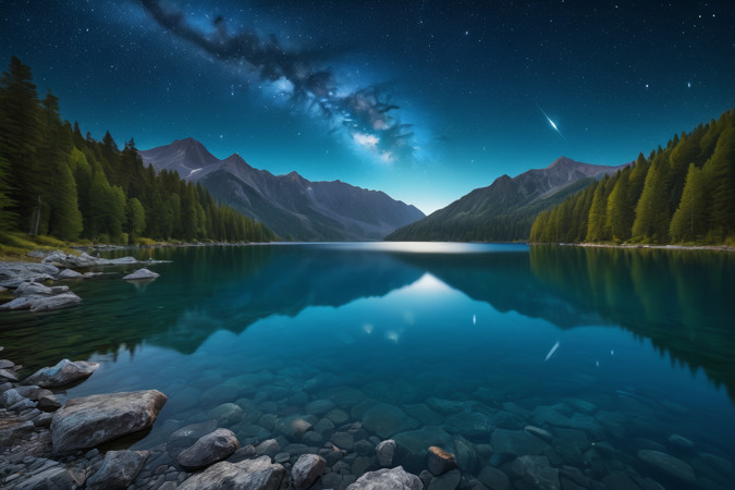 ��ҹ��������ʯ����ľ�ĺ����羰���ͼƬ PNG