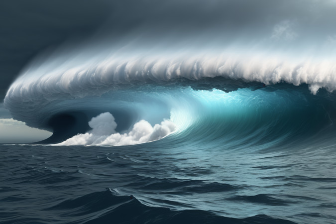 一股大浪冲入海洋的景色高清风景风光图片 一股大浪冲入海洋的景色高清风景风光图片