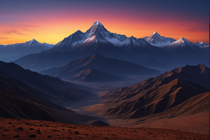 日落山脉高清风景风光图片 日落山脉高清风景风光图片