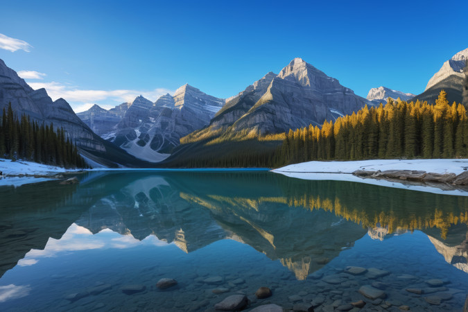 ɽ��ӳ������ʯ��ѩ�ĺ��и���羰���ͼƬ