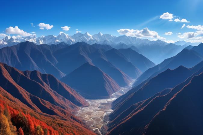 ɽ��һ�������������ε������羰 PNG