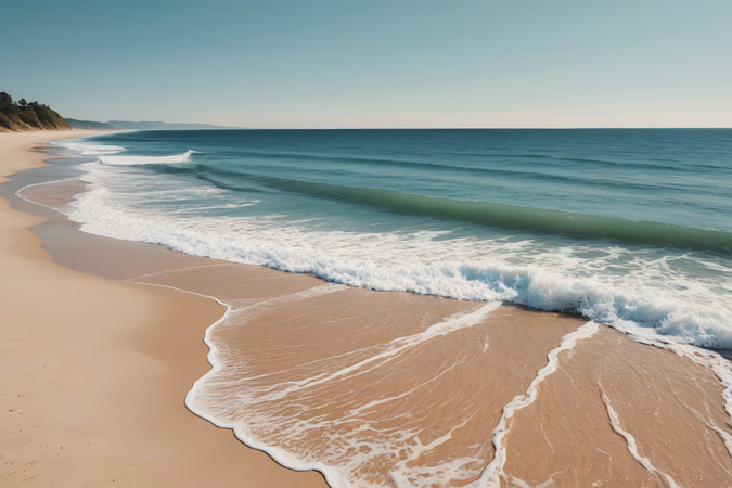 海浪带着冲浪板涌入海滩高清背景图片 海浪带着冲浪板涌入海滩高清背景图片