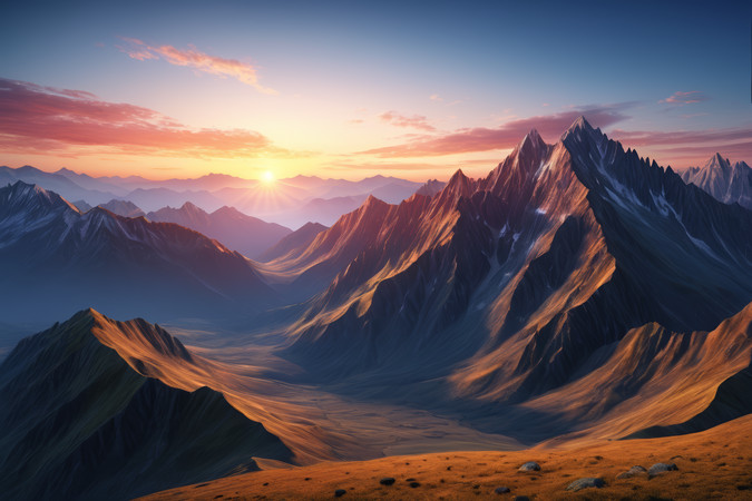 日落山脉高清图片 日落山脉高清图片