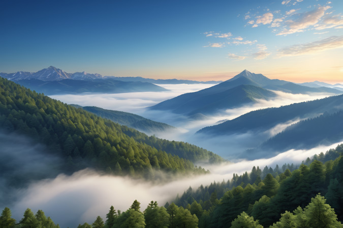 山上笼罩着雾气和低云高清图片 山上笼罩着雾气和低云高清图片