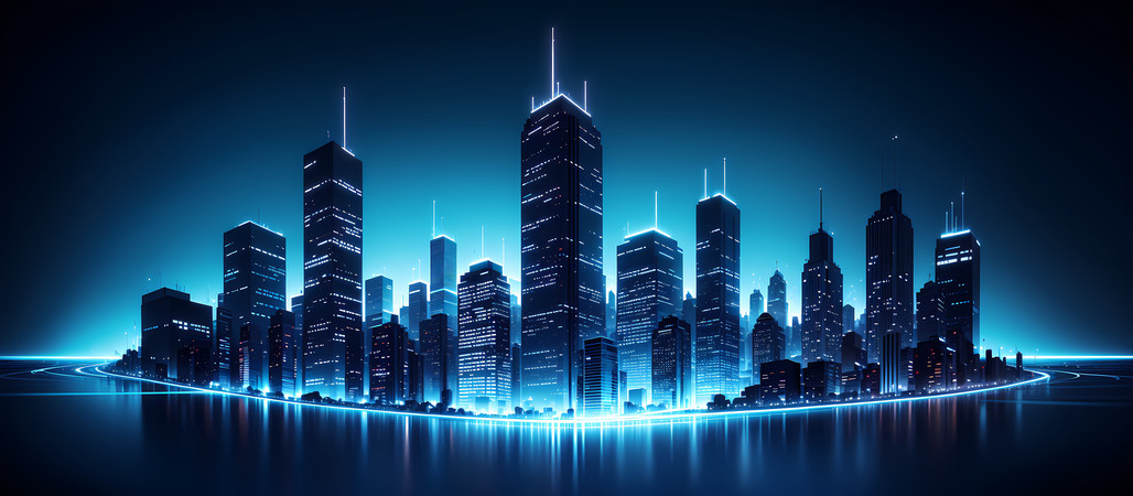 科技AI数字城市光线城市背景 科技AI数字城市光线城市背景