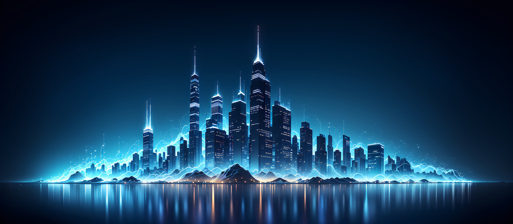 科技AI数字城市光线城市背景 科技AI数字城市光线城市背景