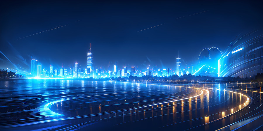 科技AI数字城市光线城市背景 科技AI数字城市光线城市背景