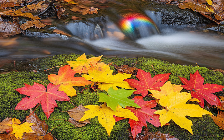 秋色中彩虹下的枫叶舞 秋色中彩虹下的枫叶舞