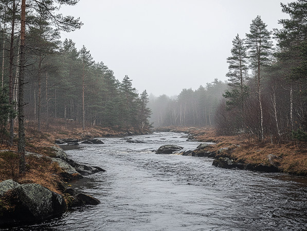 森林中的河流宁静的秋日 森林中的河流宁静的秋日