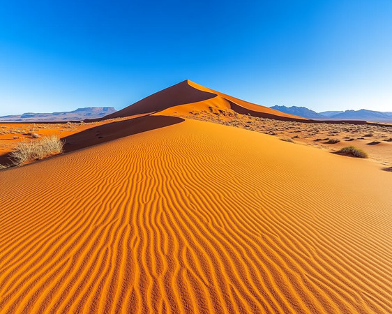 沙漠中的金色波纹与孤独沙丘 沙漠中的金色波纹与孤独沙丘