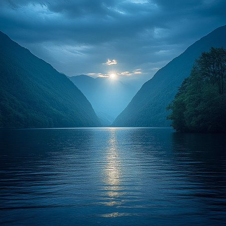 山峦环抱的湖面 山峦环抱的湖面