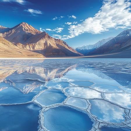 山脉倒影下的盐湖 山脉倒影下的盐湖