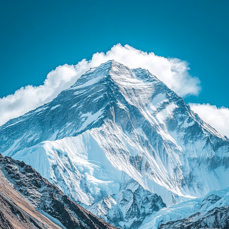 巍峨的雪山之巅云雾缭绕 巍峨的雪山之巅云雾缭绕