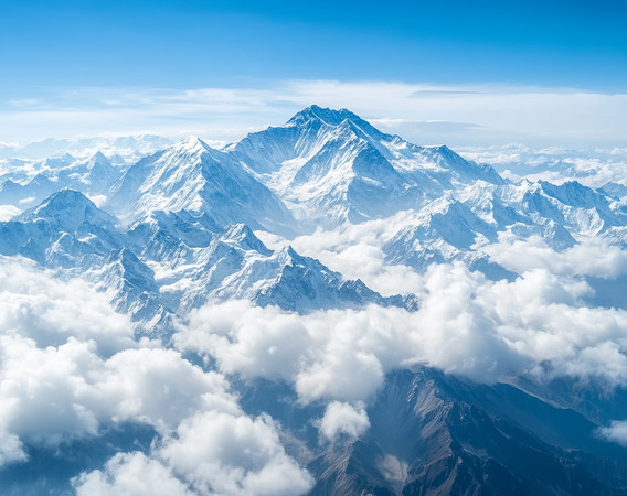 巍峨的雪山之巅云雾缭绕 巍峨的雪山之巅云雾缭绕