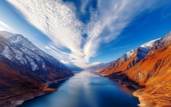 巍峨山脉间的宁静湖泊 巍峨山脉间的宁静湖泊