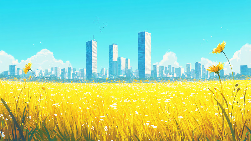 现代城市花园风景图