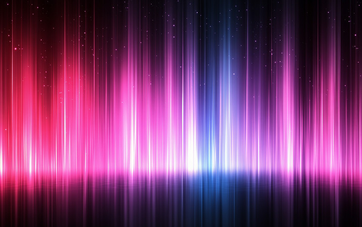 星光下的粉红霓虹舞动的光束与夜空交织