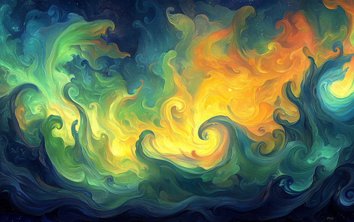 星空下的旋涡抽象水彩背景