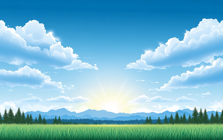 阳光照耀下的田野与远山 阳光照耀下的田野与远山