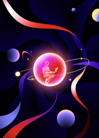 宇宙文明主题的插画