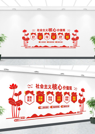 社会主义核心价值观党建文化墙   CDR