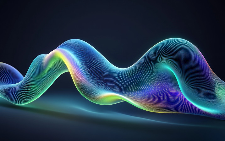 蓝色光波在黑暗背景上舞动 蓝色光波在黑暗背景上舞动