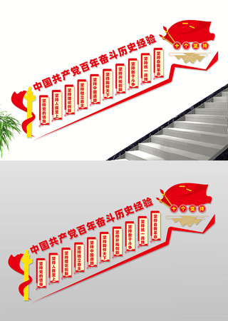 十个坚持楼梯党建文化墙 CDR