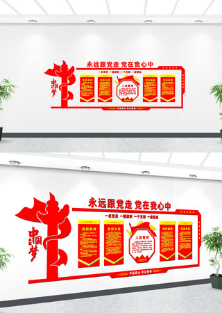 不忘初心牢记使命党建标语文化墙  CDR