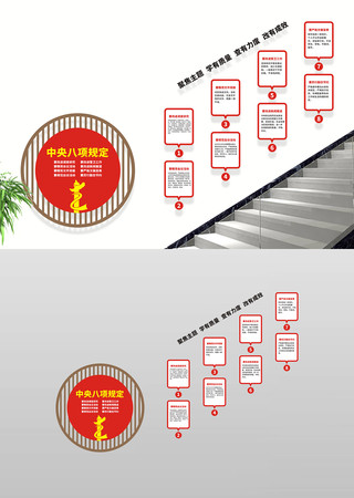 中央八项规定精神楼梯文化墙 CDR