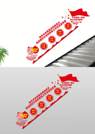 民族团结楼梯文化墙 CDR