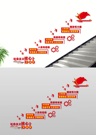 社会主义核心价值观楼梯文化墙 CDR