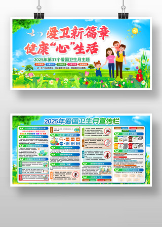 2025年爱国卫生月主题宣传栏图片 PSD